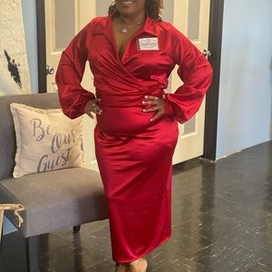 2 pc silk stretch skirt and top